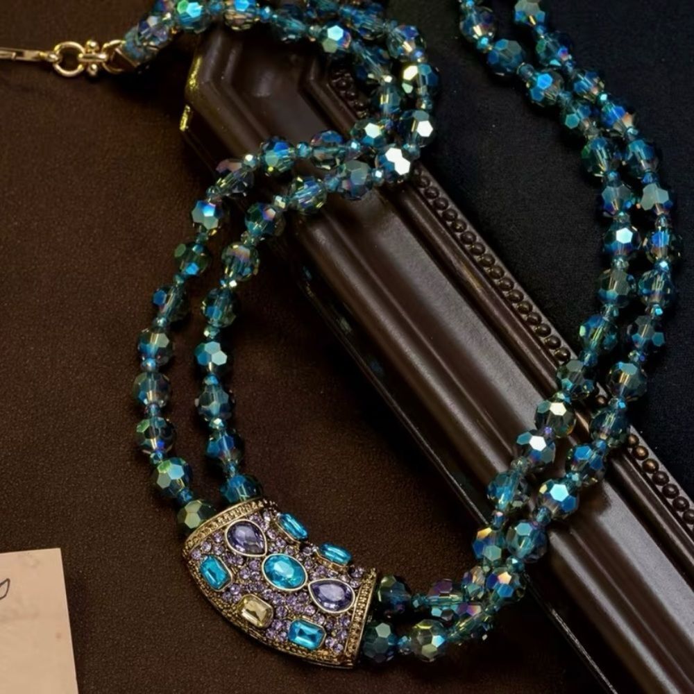 🩵 NEW Elegant Blue and Purple Crystal Beaded Necklace 🩵 - Picture 6 of 6